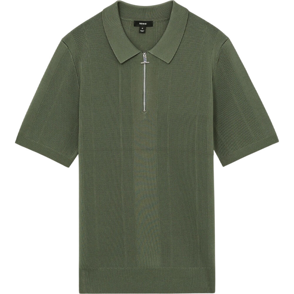 REISS BART Half Zip Textured Knit Polo Shirt